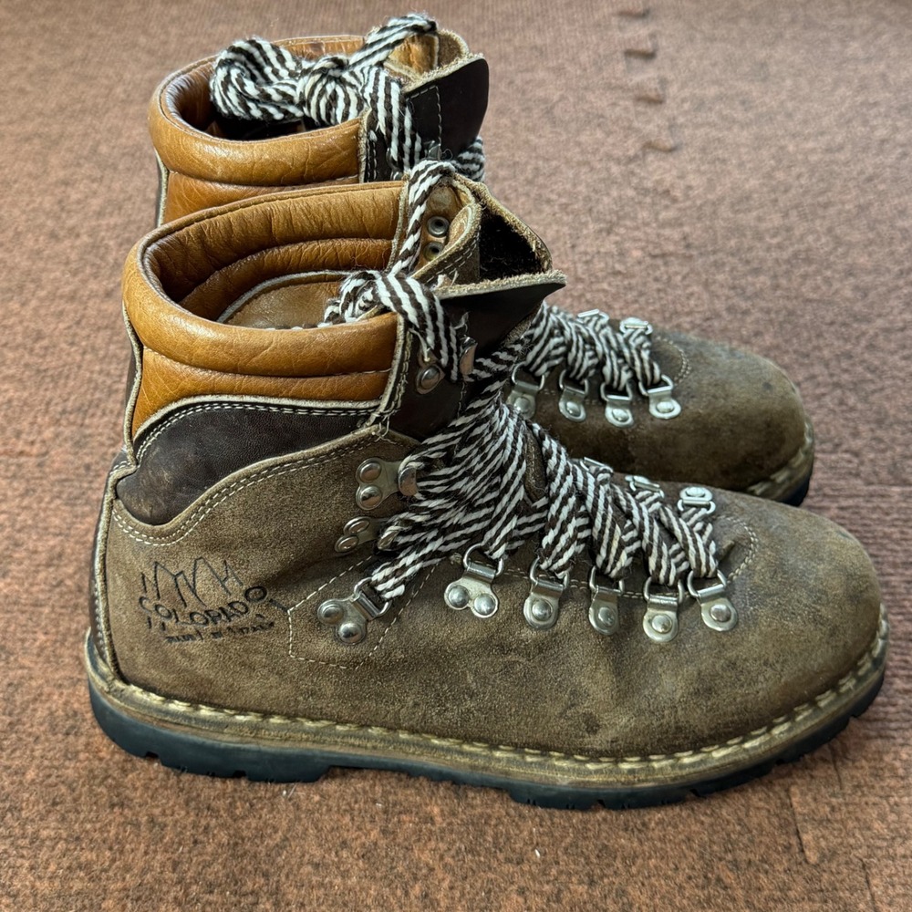 Kinney Shoes Colorado Vintage Hiking Boots Mens 10 Brown Leather Made in Italy